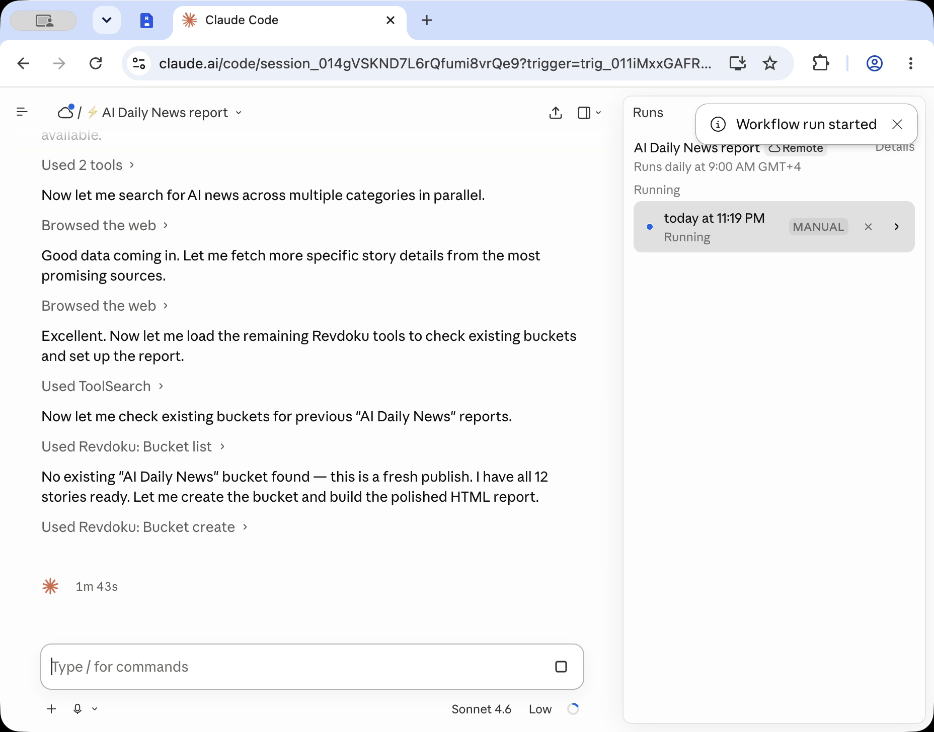Report generation and Revdoku publish step