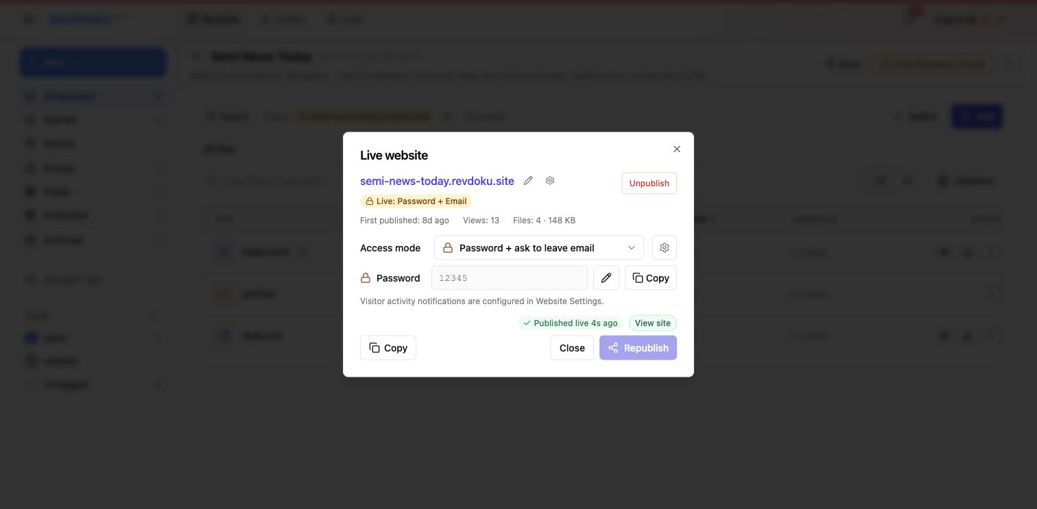 Live publish status