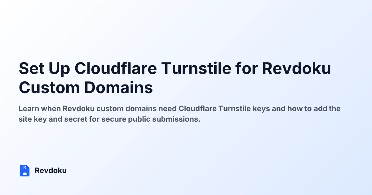 Set Up Cloudflare Turnstile for Revdoku Custom Domains