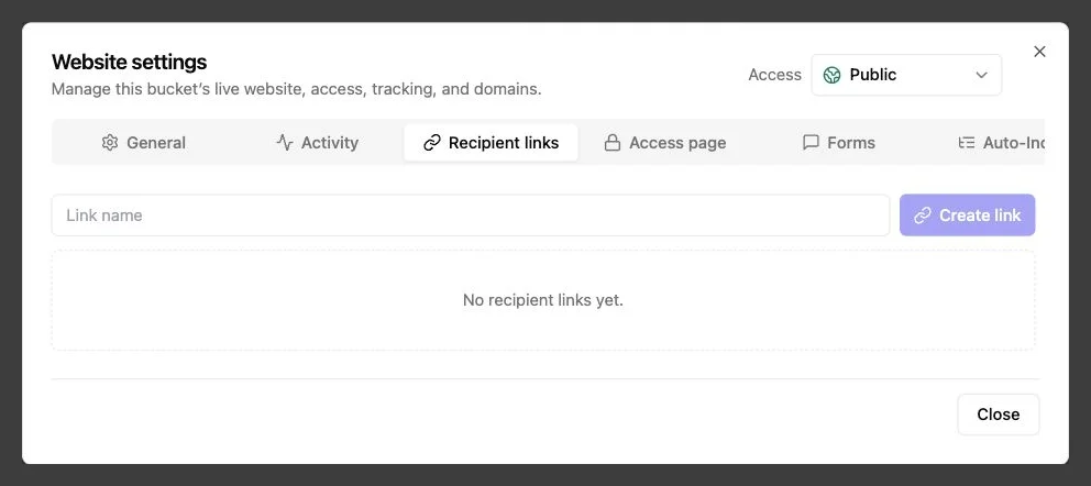 Revdoku recipient-links panel for named portfolio reviewers