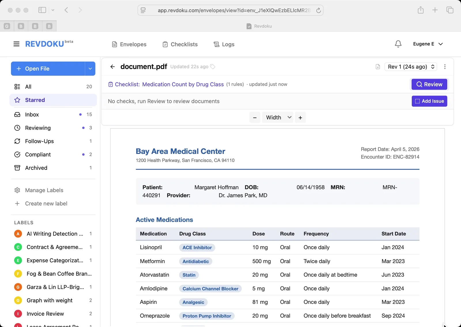 Count Medications by Drug Class in a Clinical Record with Revdoku