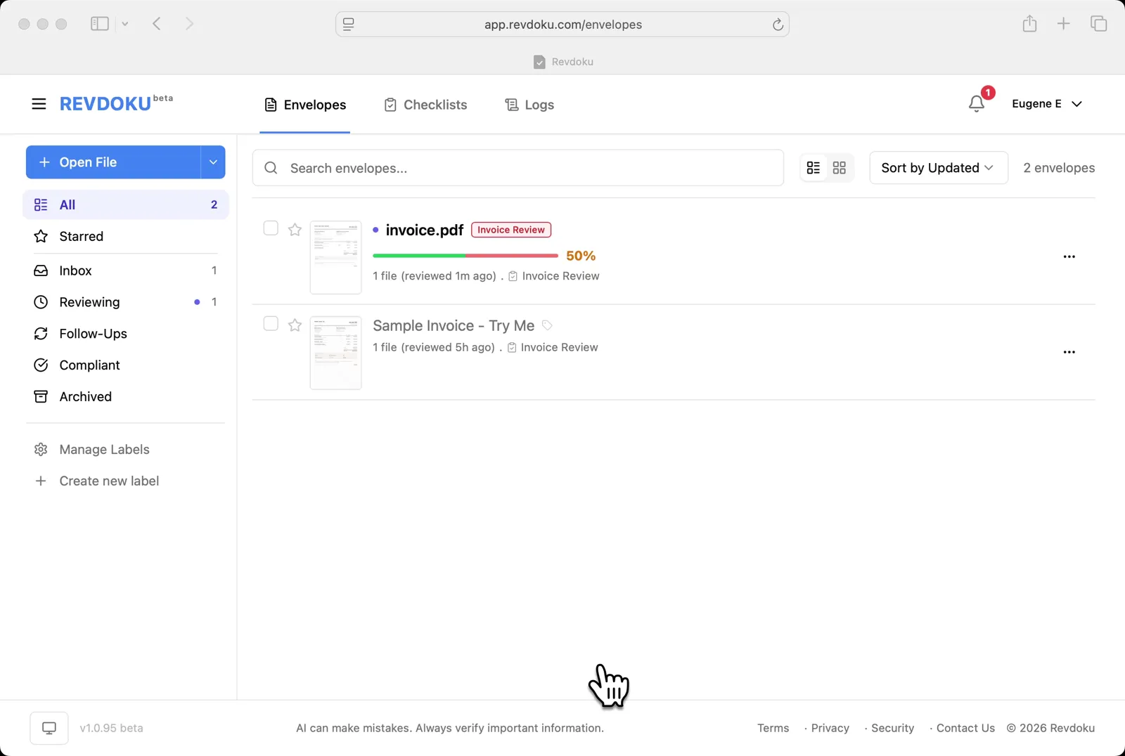 Use Case: Track Invoice Revisions Against an Agreement