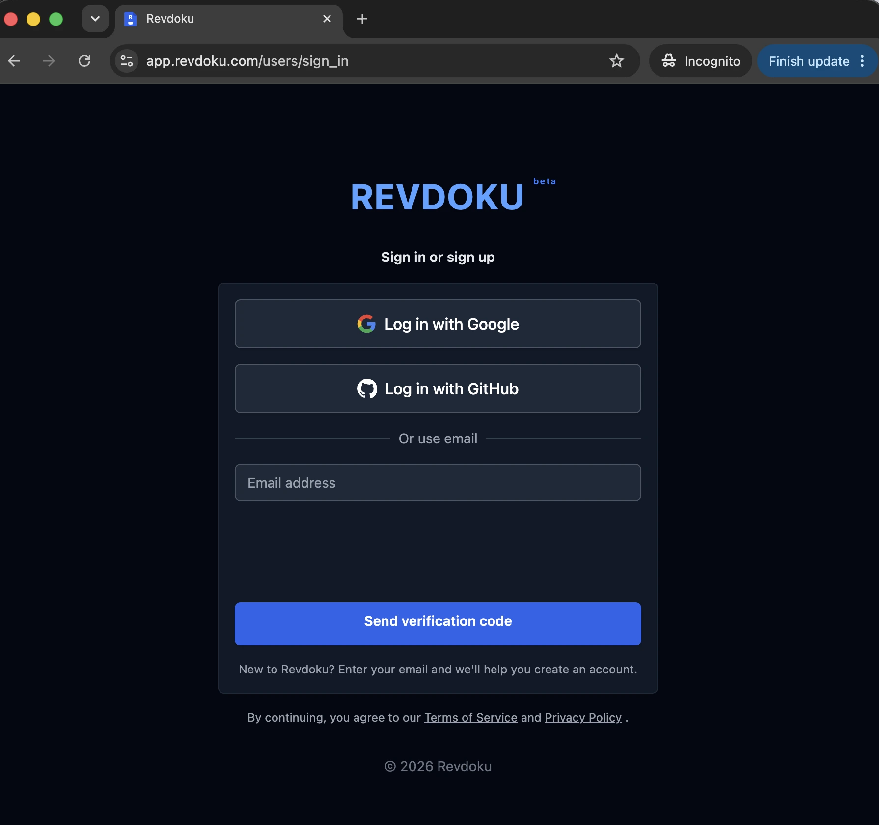 Sign in or sign up at app.revdoku.com