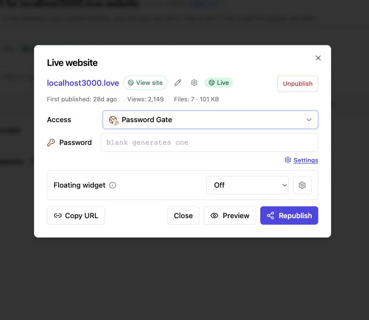 Revdoku can protect a Codex review link with a password gate