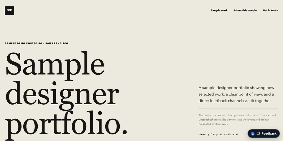 Designer portfolio example published with Revdoku