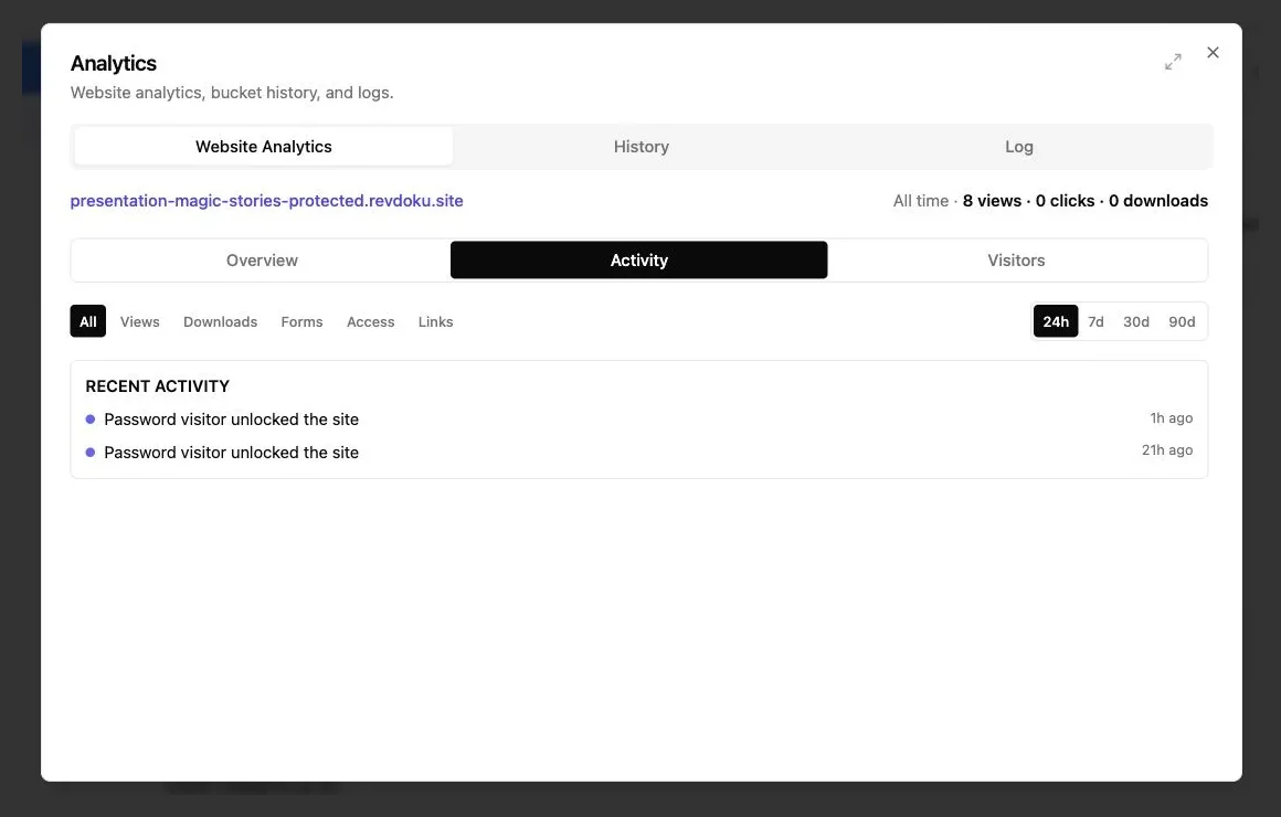 Revdoku activity view with privacy-safe access events
